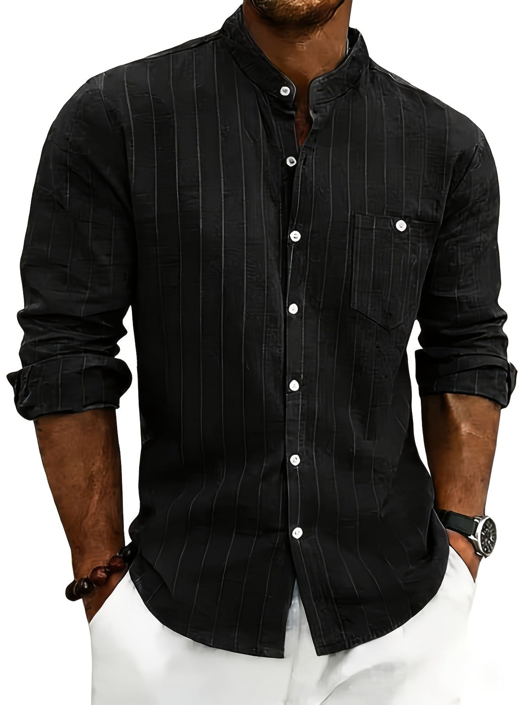 Men's Striped Button-Up Shirt