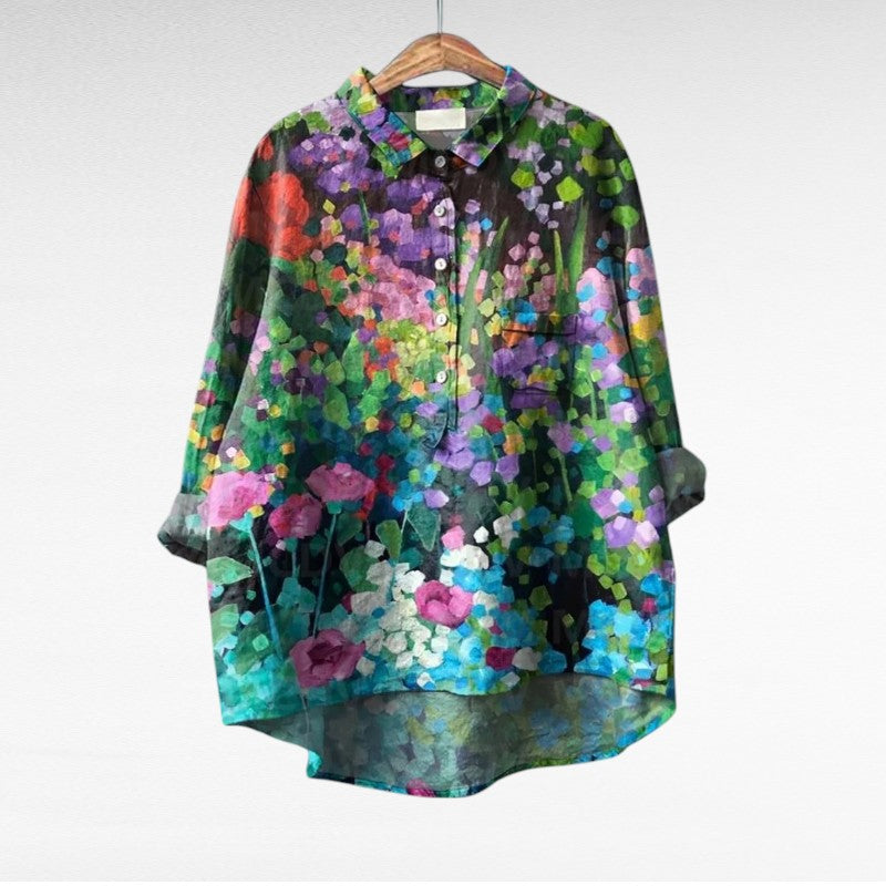 Multicolor Long Sleeve Blouse for Women, Classic Style