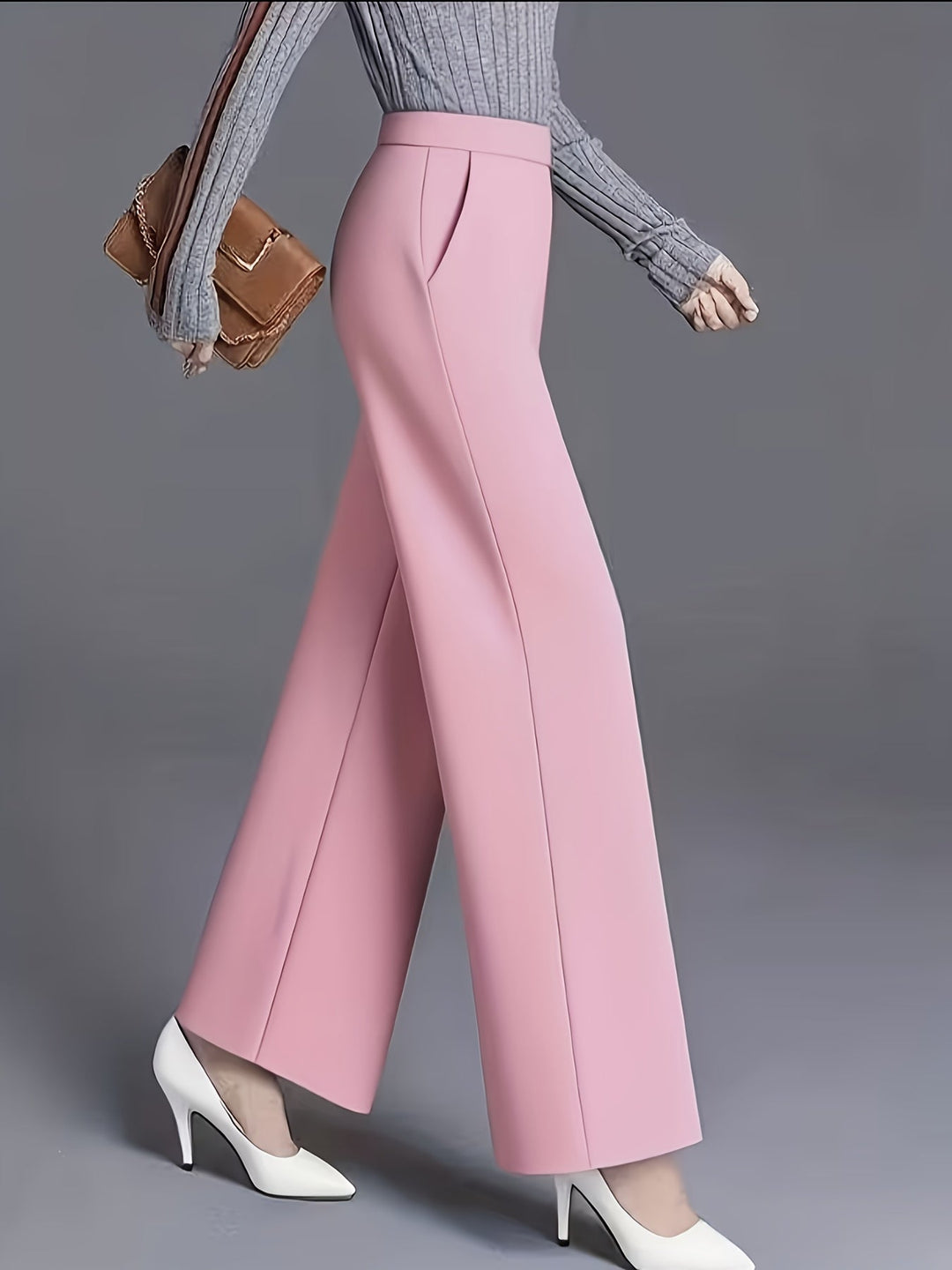 Ladies High-Waisted Wide-Leg Pants