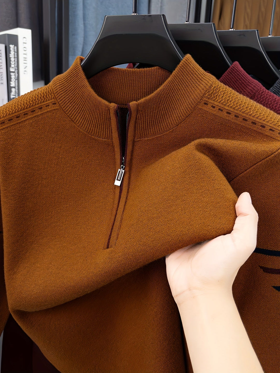 Half-Zip Mock Neck Sweater for Men