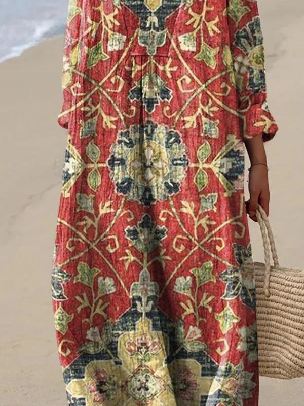 Vintage Floral Art Flowy Dress for Women