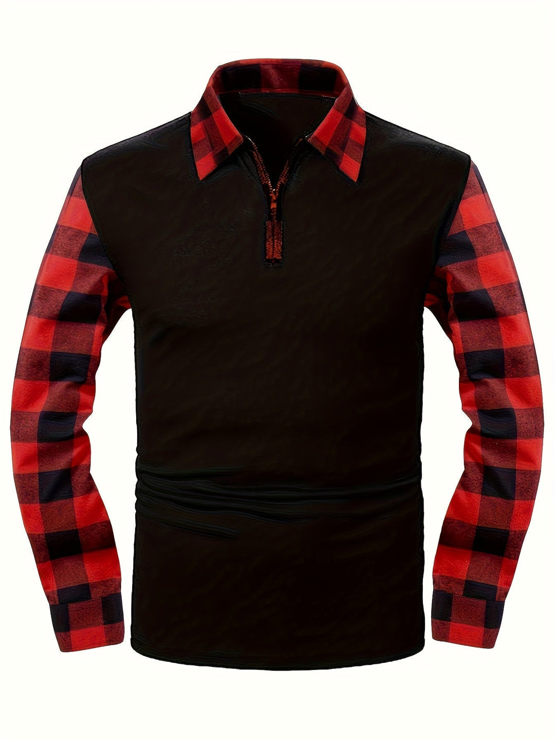 Half-Zip Contrast Shirt for Men, Plus Size
