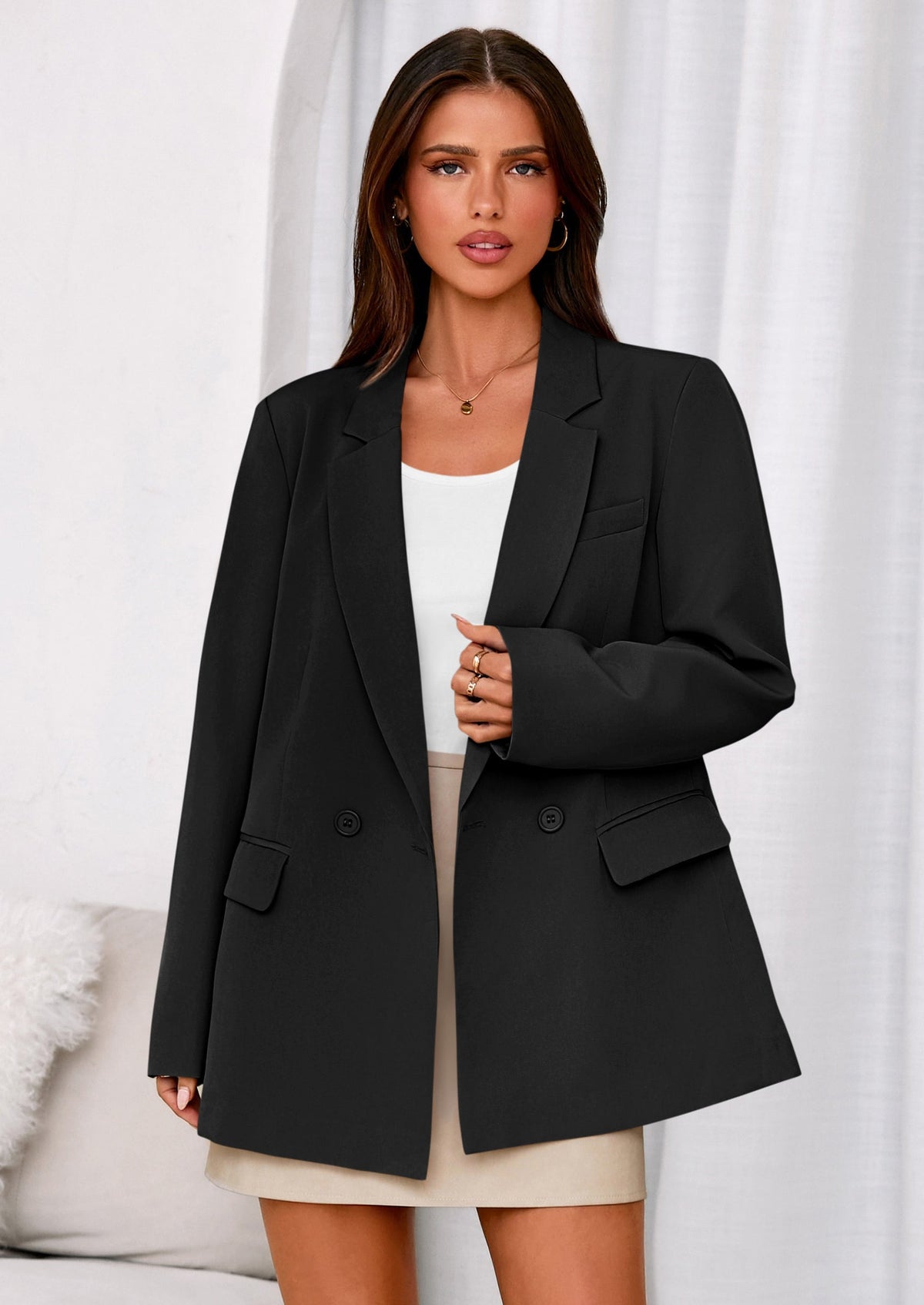 Women's Pocketed Business Workwear Casual Blazer – Black