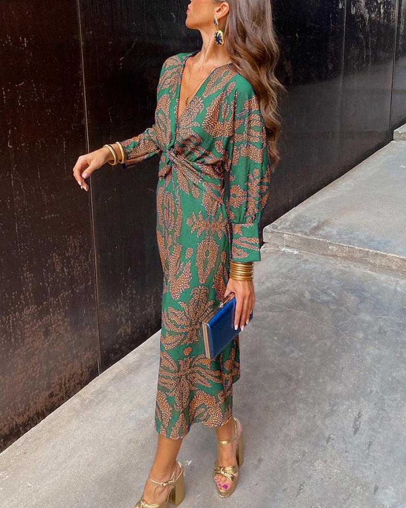 Long V-Neck A-Line Maxi Dress for Women, Plus Size