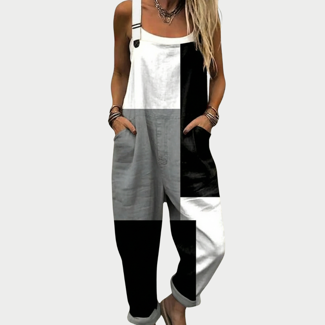 Multicolor Patch Jumpsuit for Women, Casual Style