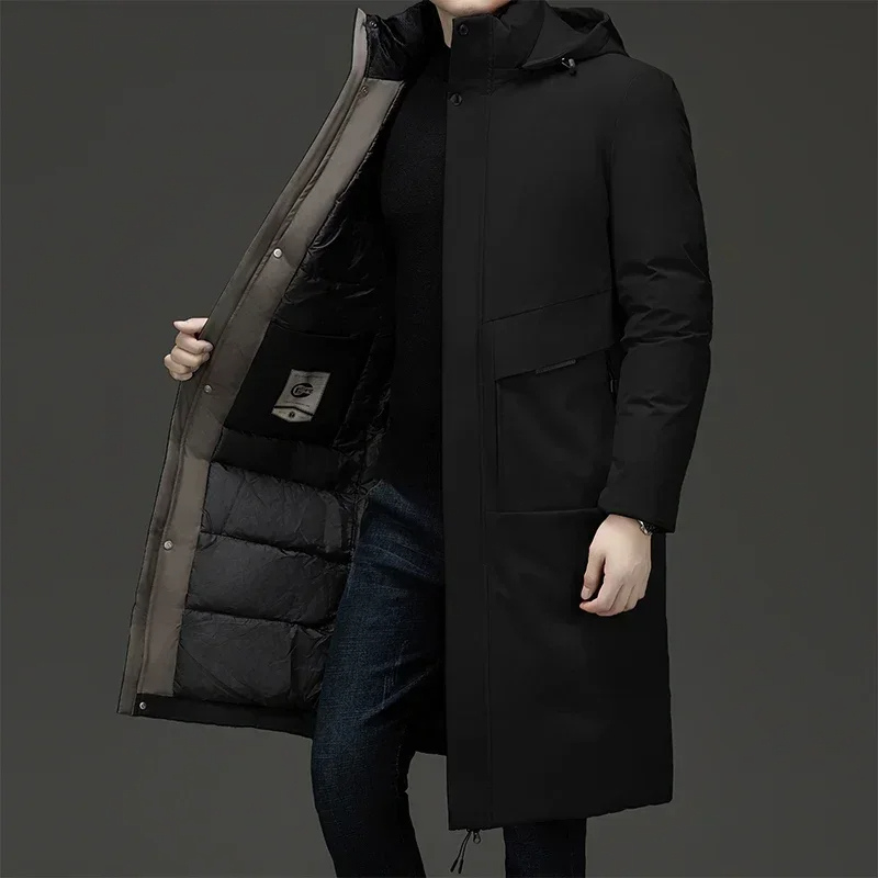 Long Hooded Winter Coat for Men, Plus Size