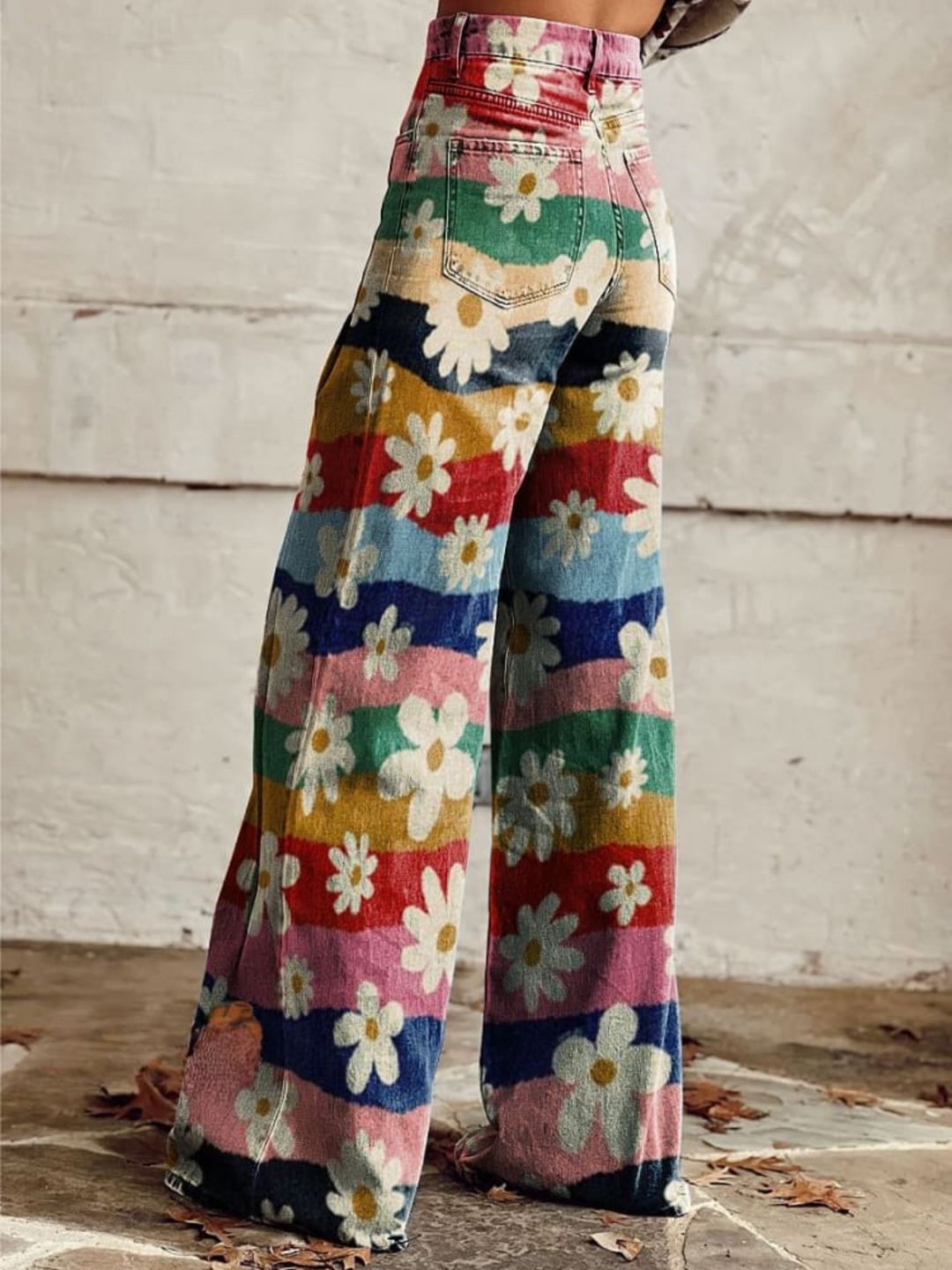 Multicolor Elegant Multicolor Floral Pants