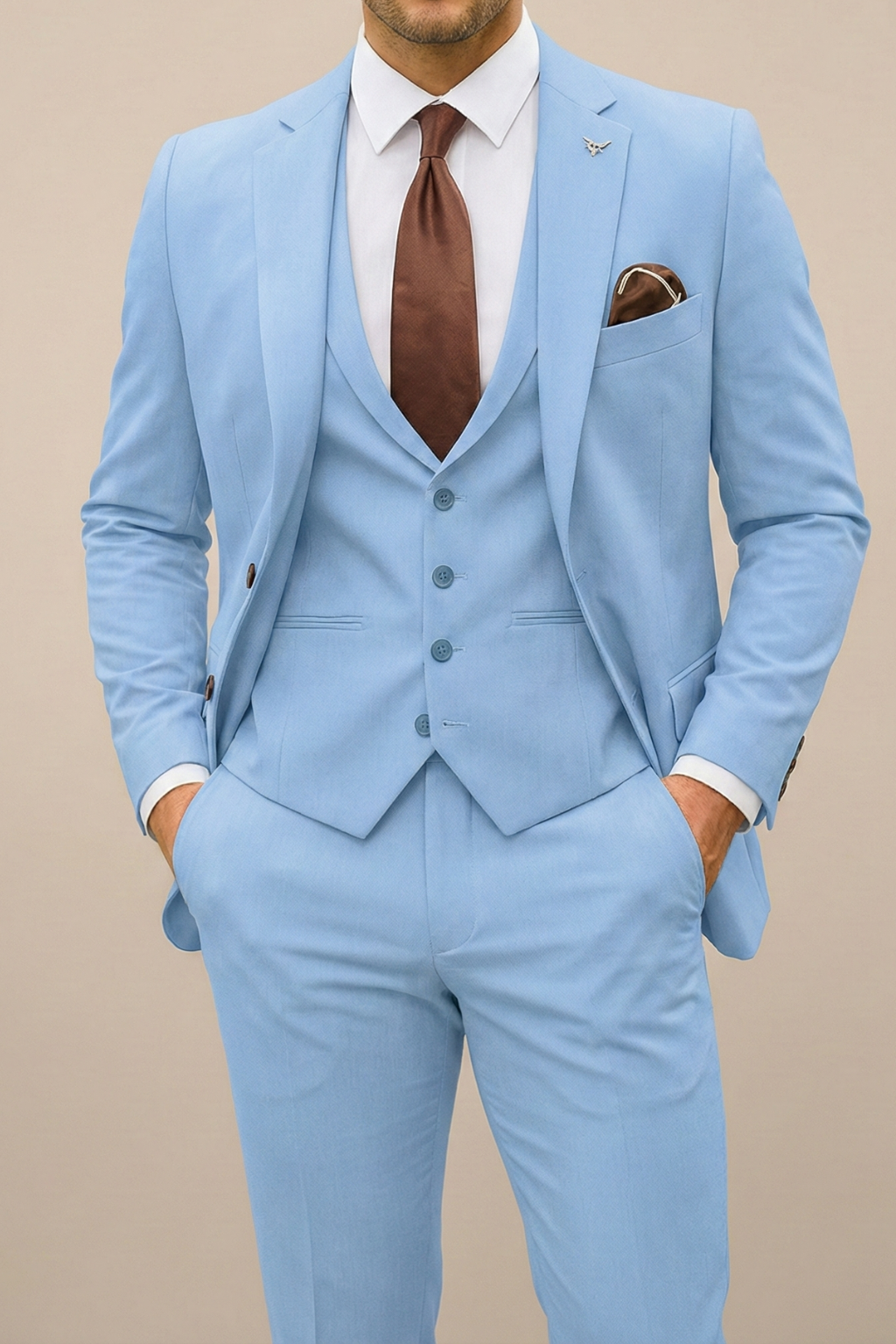 Modern Three Piece Suit for Men, Tailored Style