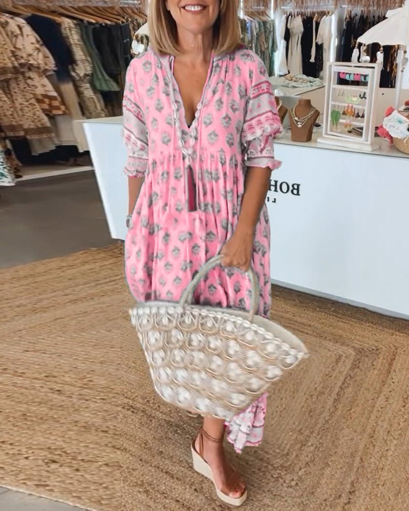 Chic Floral V-Neck Dress for Women