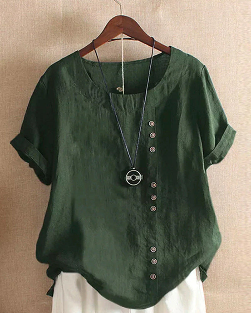 Button Detail Summer Blouse for Women, Effortless Style
