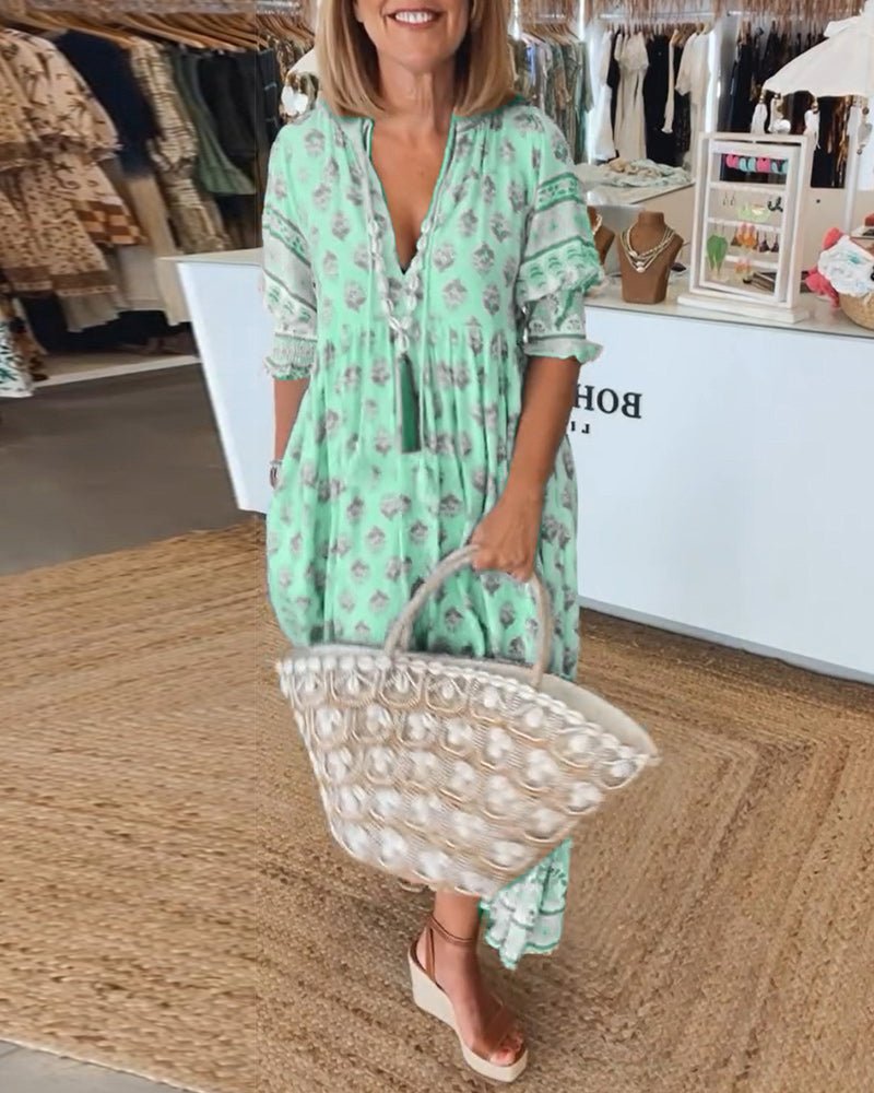 Chic Floral V-Neck Dress for Women