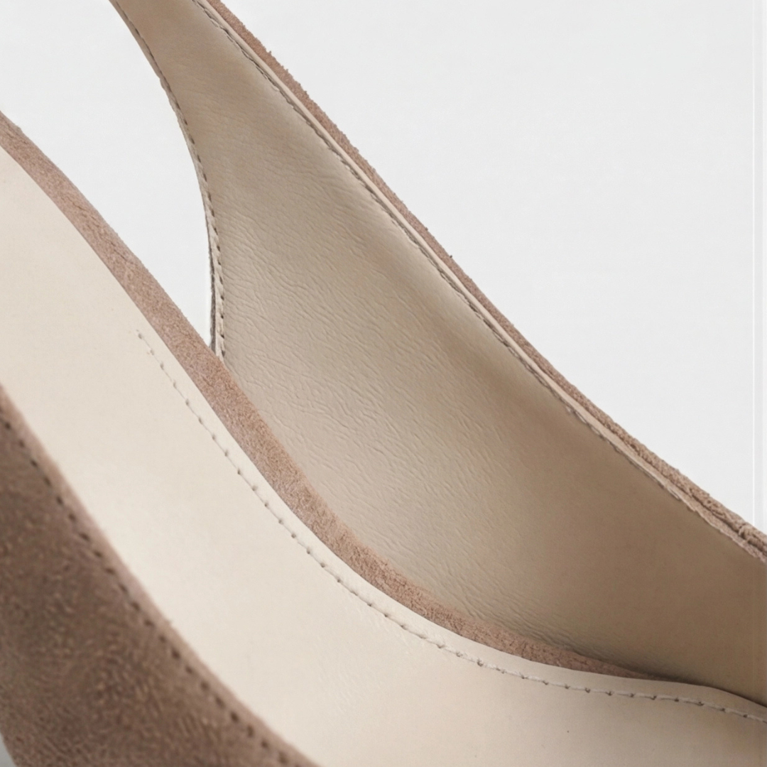 Beige Orthopedic Sling Back Pointed Heels for Women