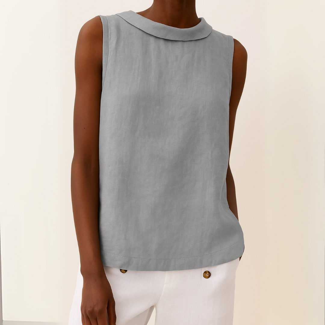 Sleeveless Roll Collar Top for Women, Casual Style