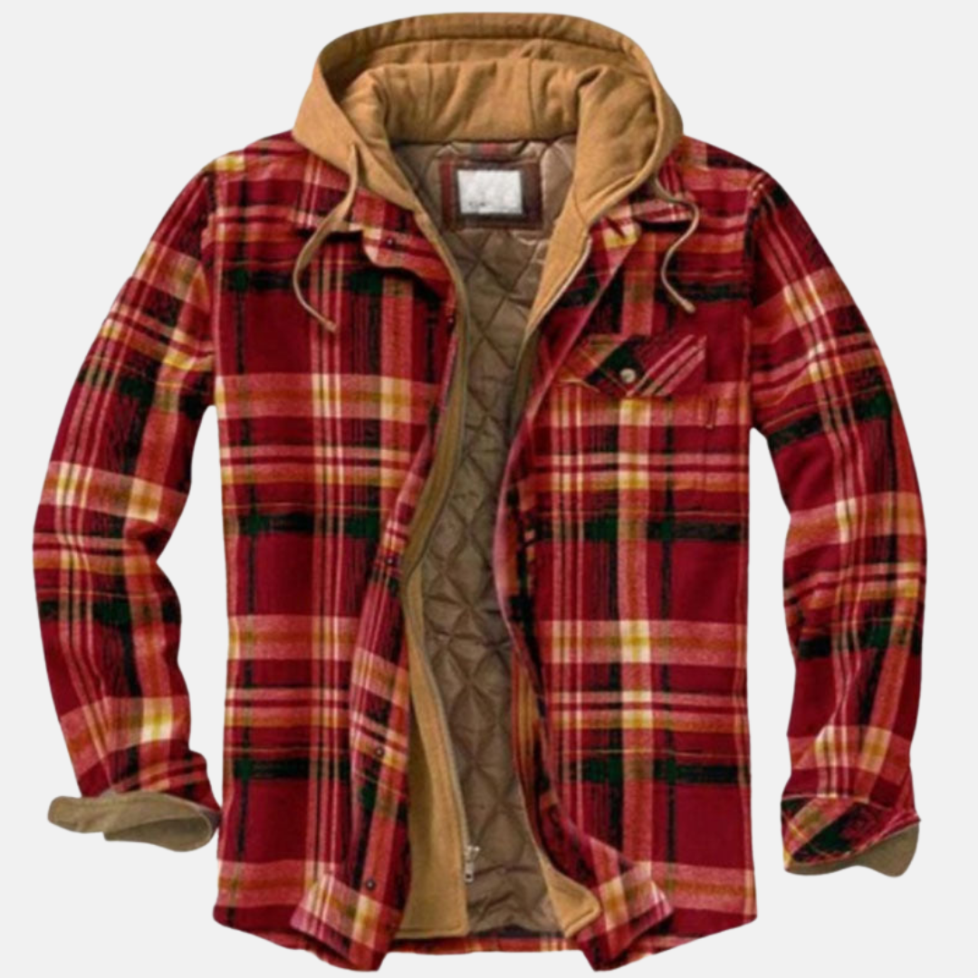 Hooded Plaid Jacket for Men, Rugged Style