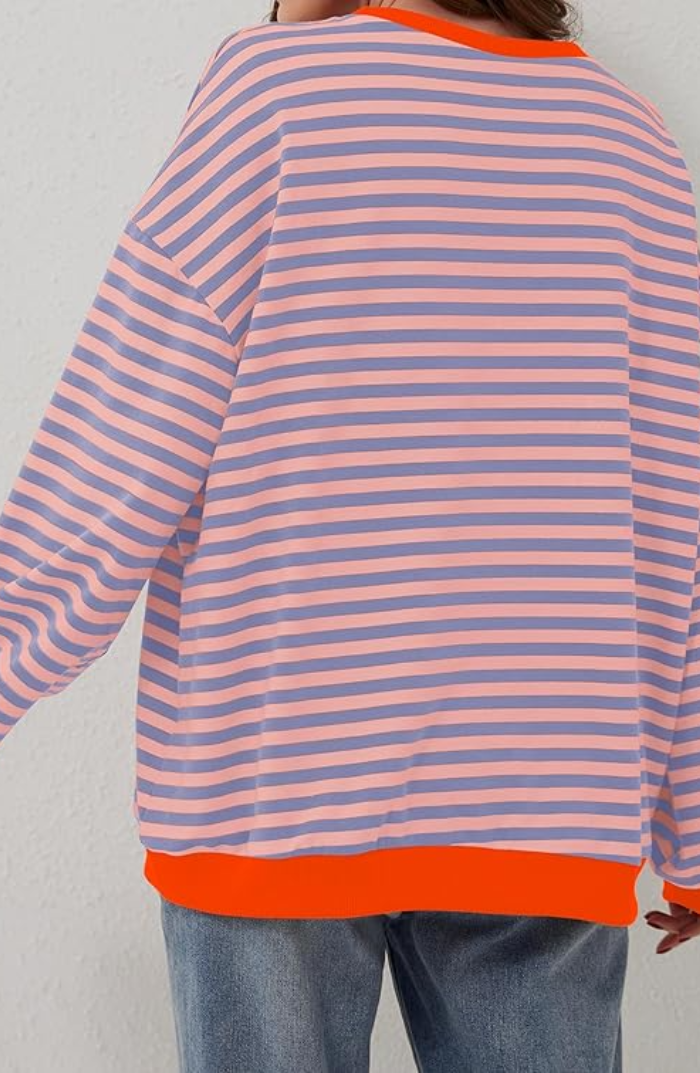 Striped Round-Neck Pullover for Women