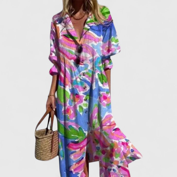 Multicolor Boho Dress for Women, Elegant Style