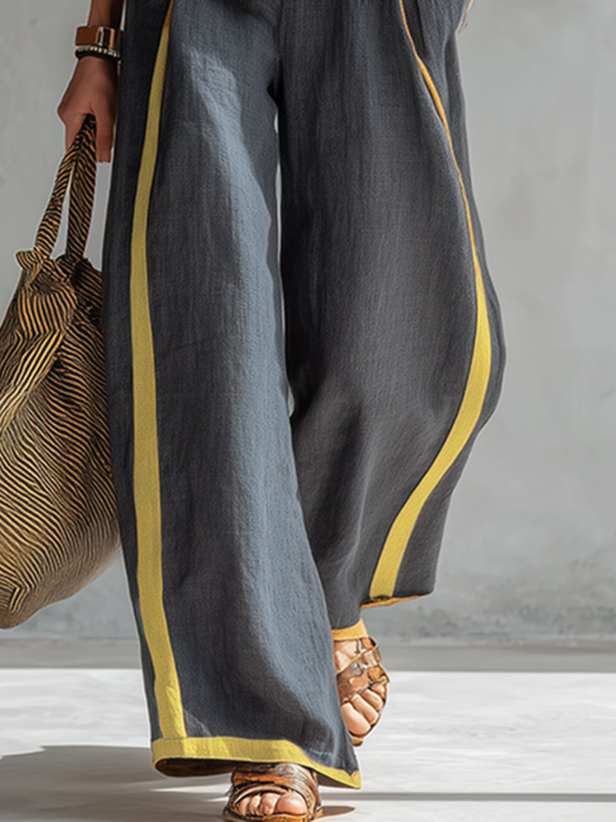 Sleeveless and Wide Trouser Set for Women, Elegant Style