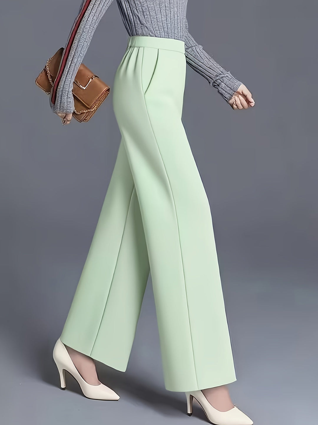 Ladies High-Waisted Wide-Leg Pants