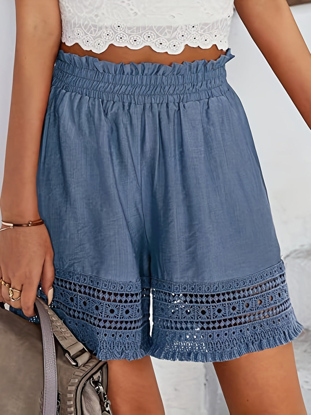 Lace-Trim Paper Bag Shorts for Women