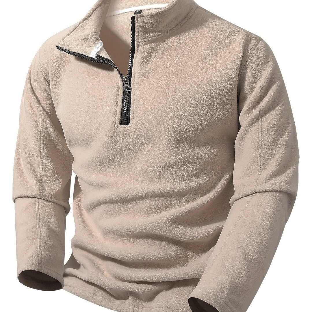 Half-Zip Stand-Collar Pullover for Men, Plus Size