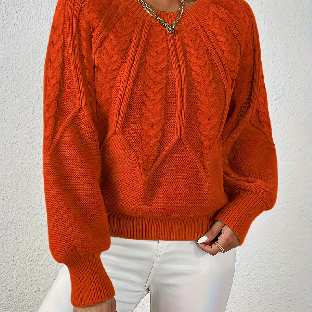 Cable-Knit Round-Neck Sweater for Women