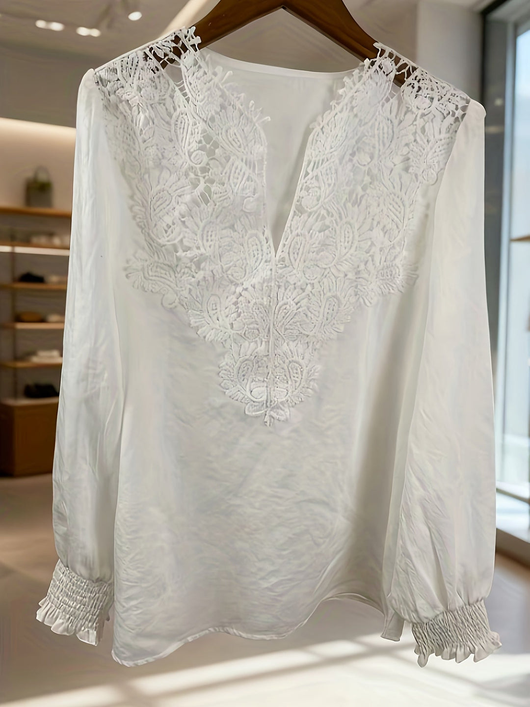 Embroidered V-Neck Blouse for Women