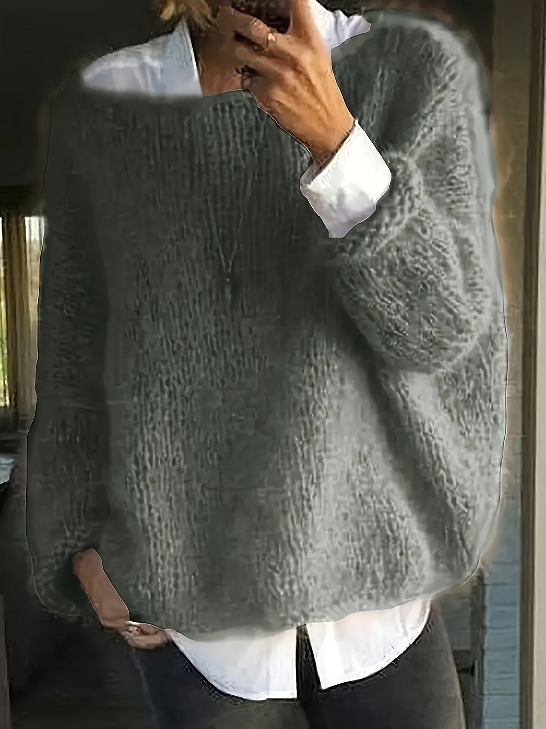 Crew Neck Sweater for Women, Relaxed Style