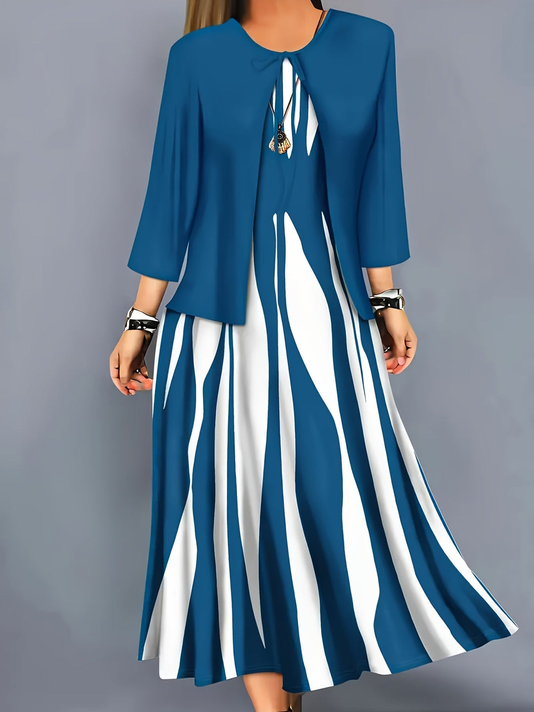 Two-Piece Elegant Dress Set for Women, Plus Size
