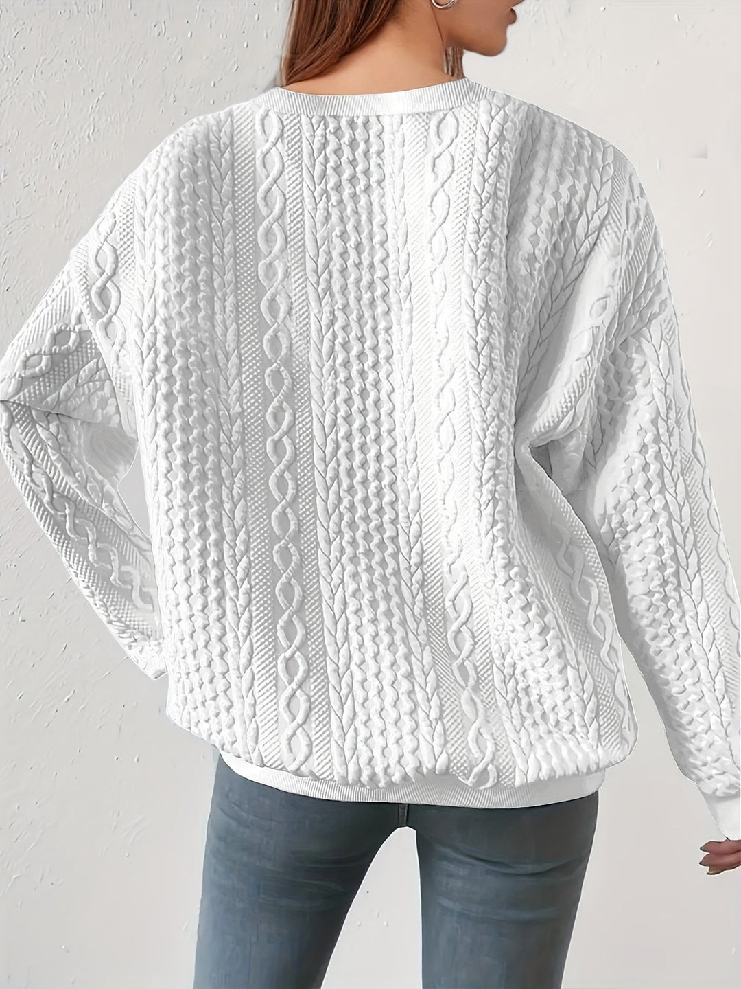 Cable-Knit Sweatshirt for Women, Textured Style