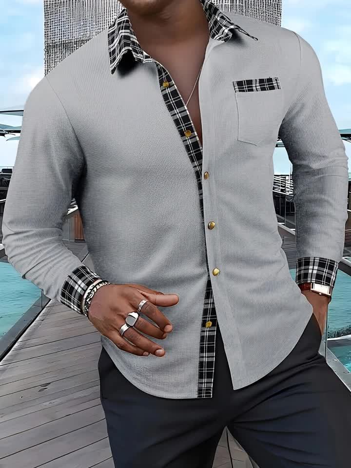 Textured Contrast Shirt for Men