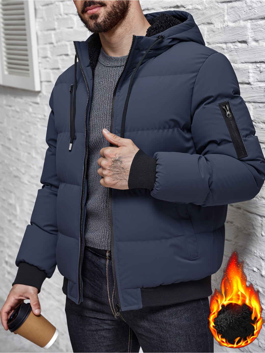 Quilted Hooded Winter Jacket for Men