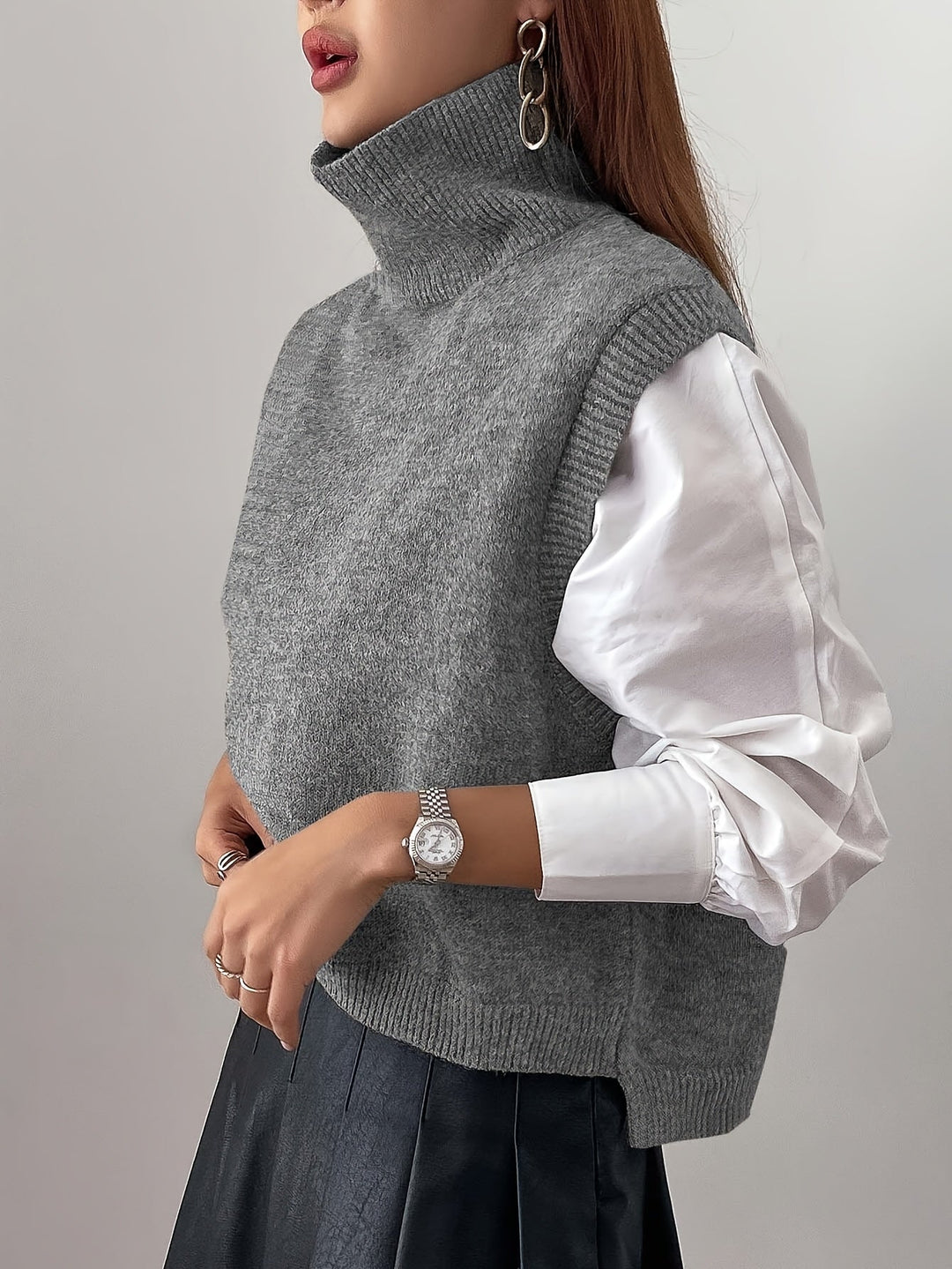 High-Neck Sweater Vest for Women