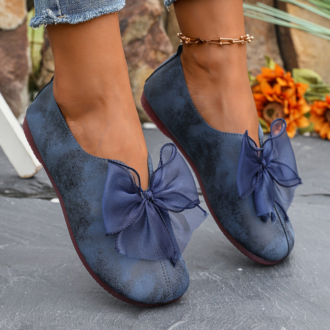 Bow-Accent Slip-On Flats for Women