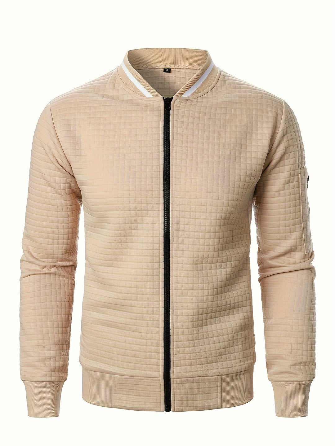 Textured Zip-Up Bomber Jacket for Men, Plus Size