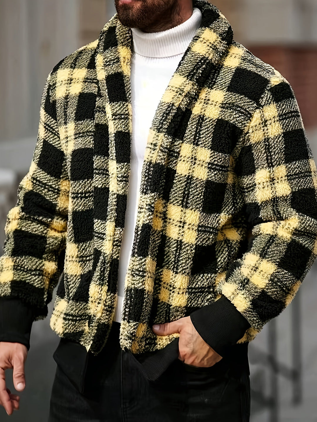Checked Jacket for Men, Cozy Style