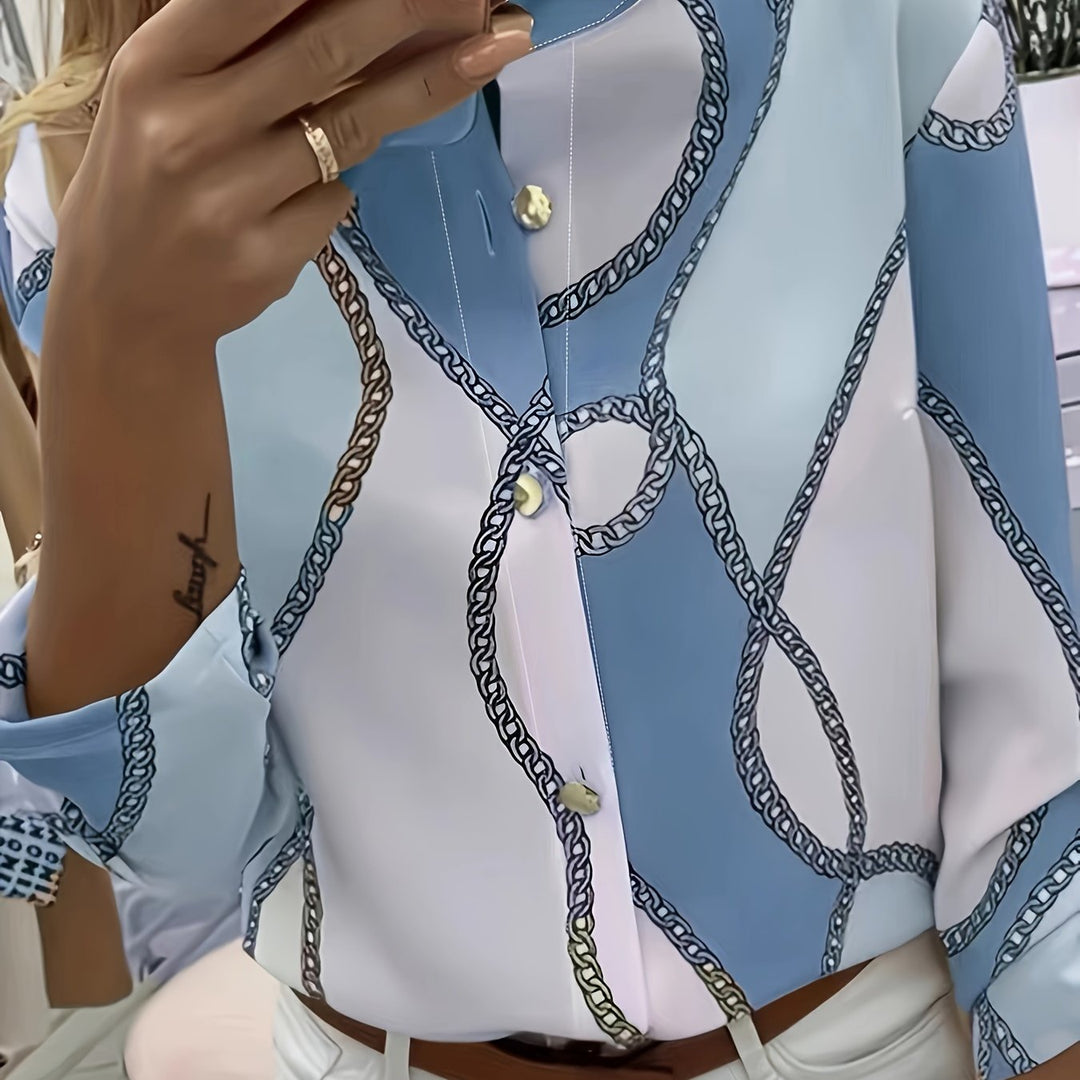 Women's Chain-Print Collared Shirt