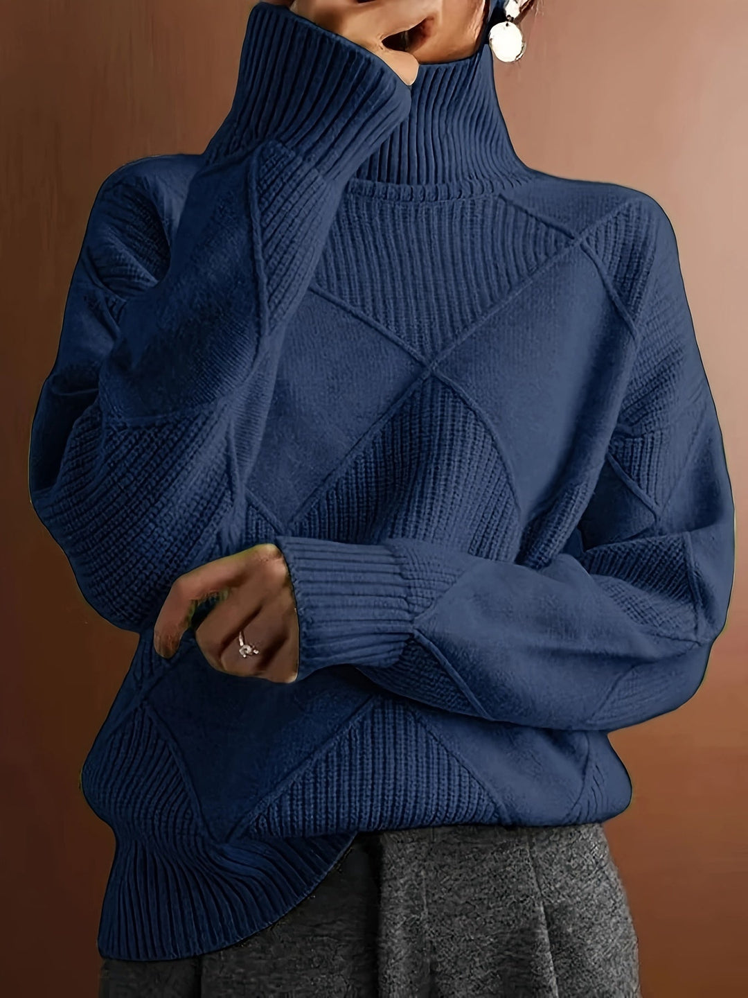 Turtleneck Sweater for Women, Textured Style