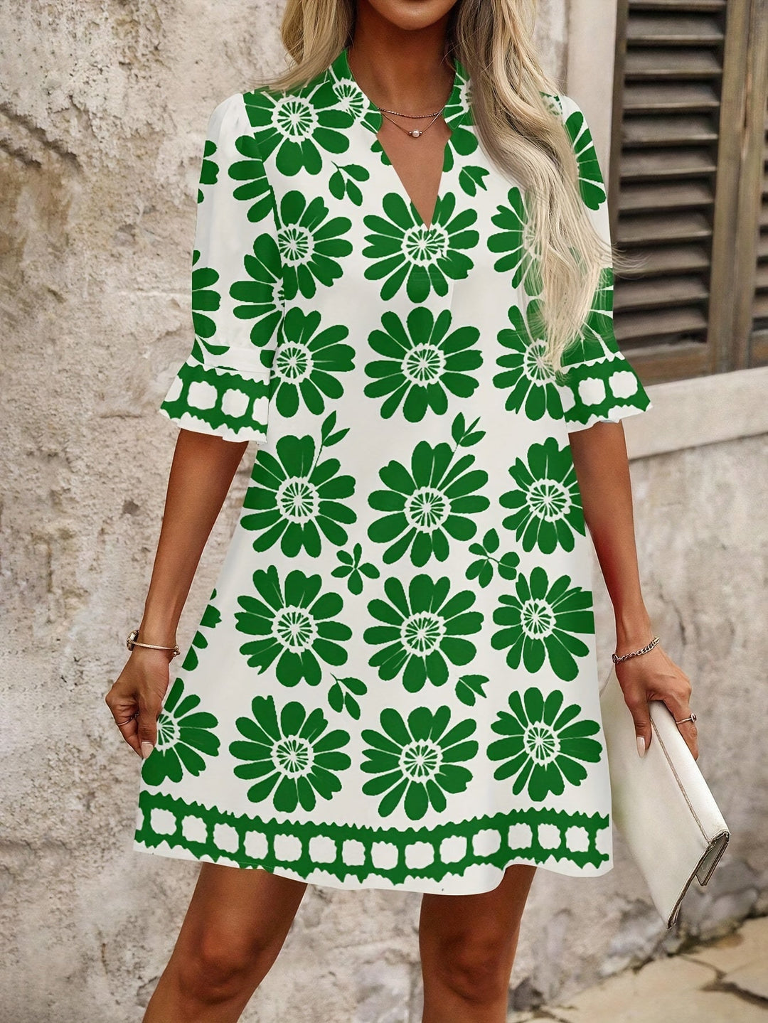 Blue Floral Bloom Mini Dress for Women