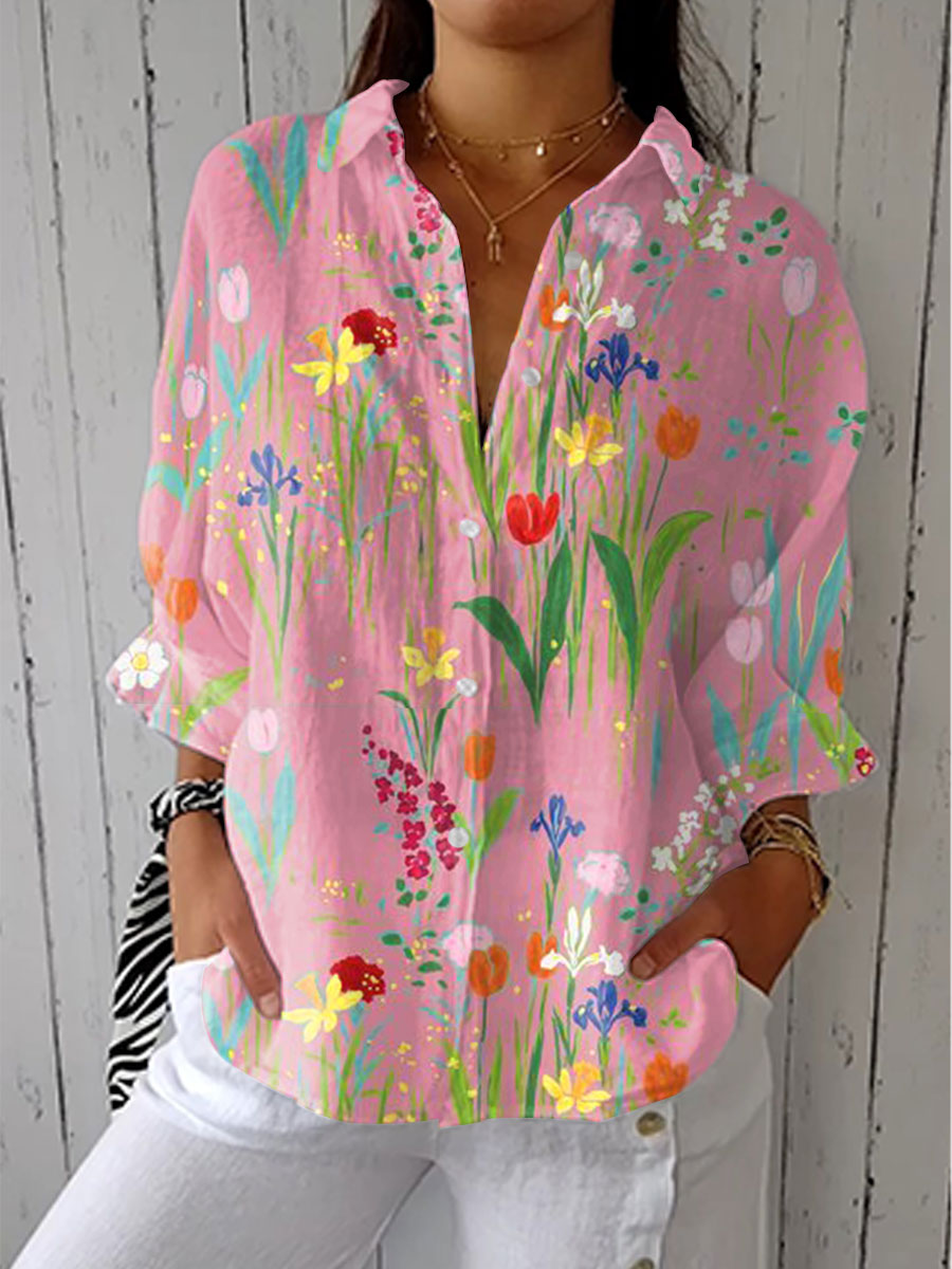 Elegant Spring Garden Blouse for Women, Plus Size