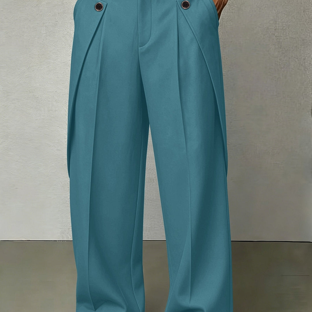 Pleated Wide-Leg Trousers for Men