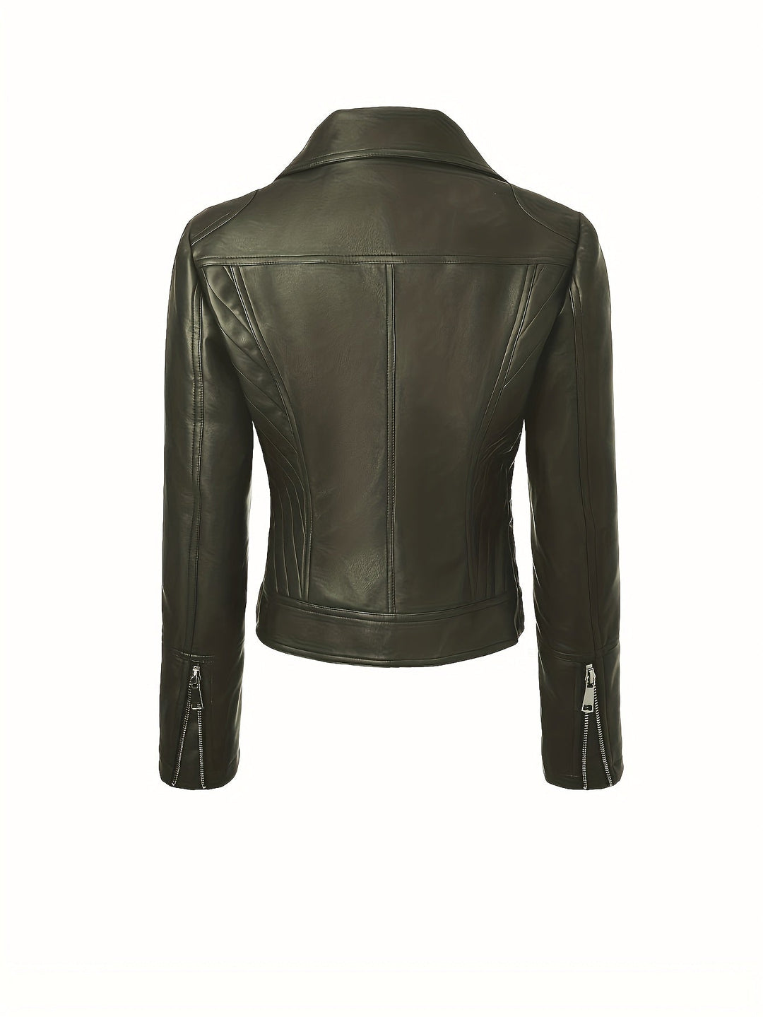 Sculpted Zip-Front Moto Jacket for Women
