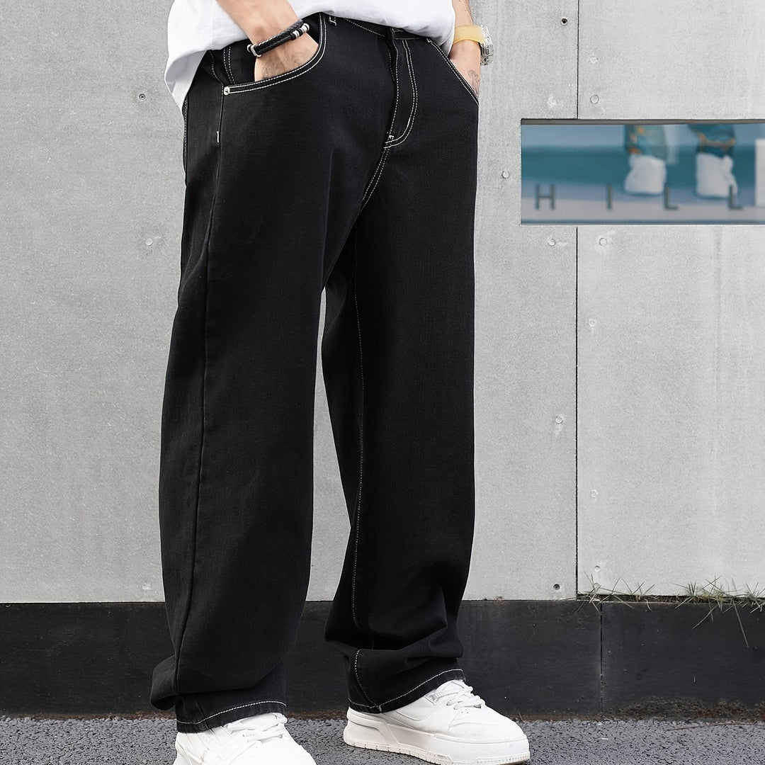 Black Relaxed-Fit Everyday Trousers for Men