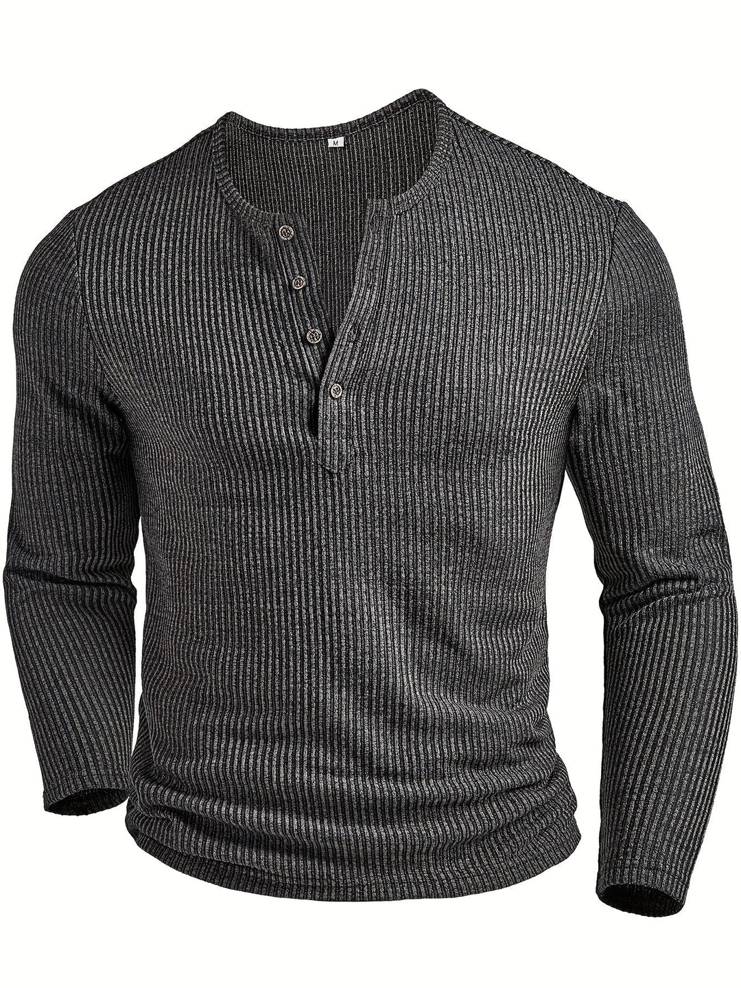 Men's Textured Ribbed Henley Shirt