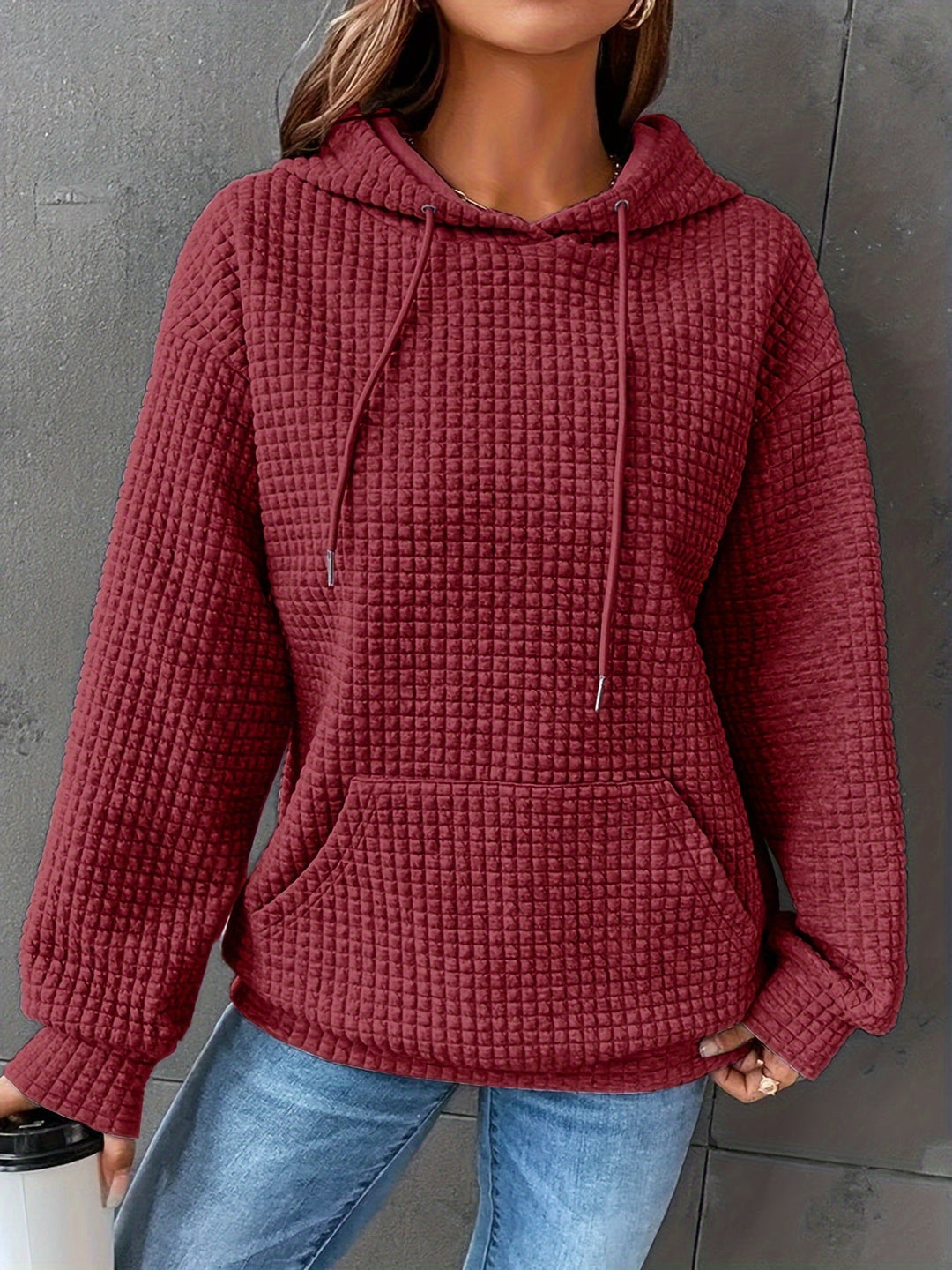 Cozy Textured Hoodie for Women, Plus Size