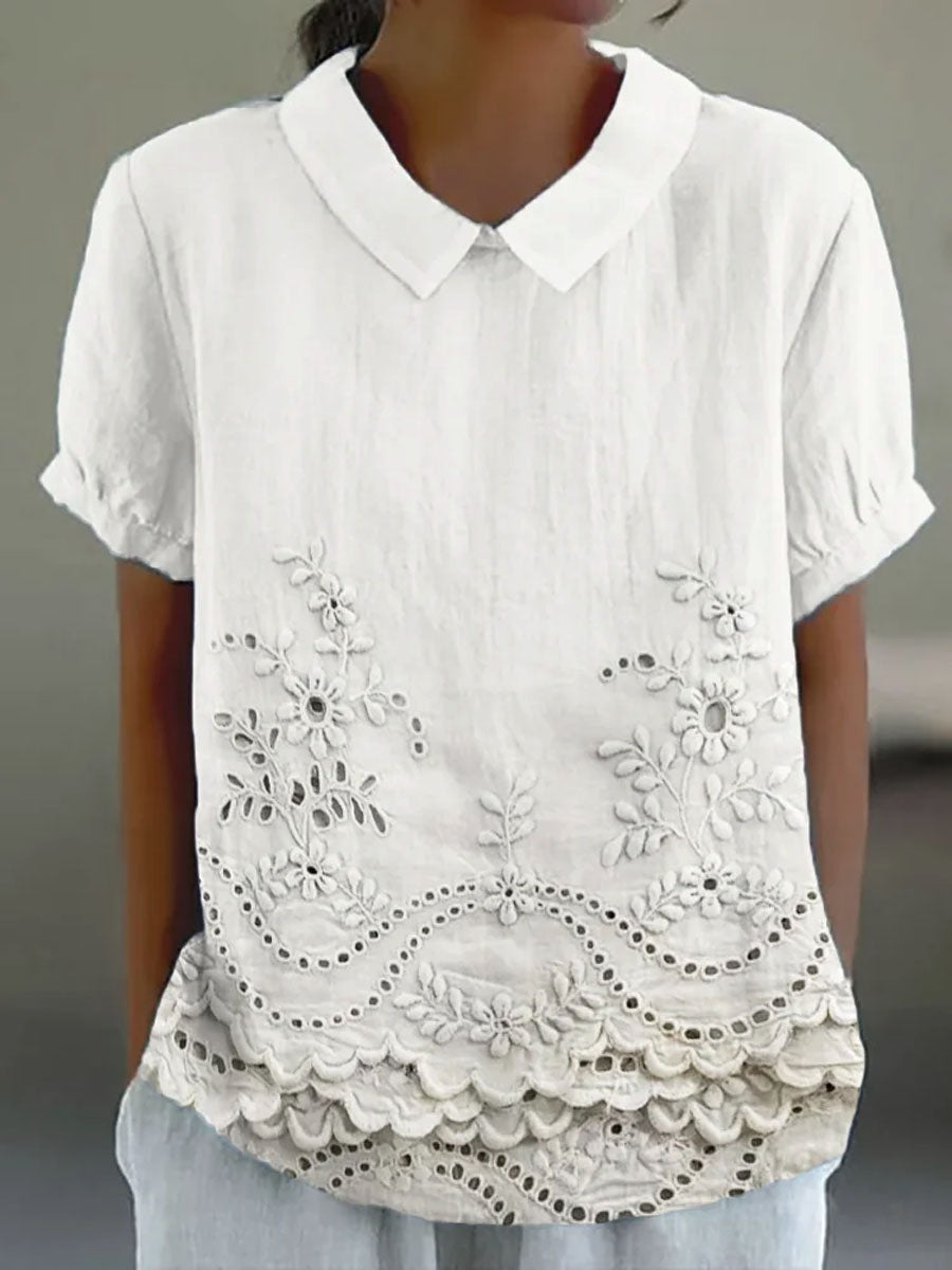 Floral Embroidered Shirt for Women, Elegant Style