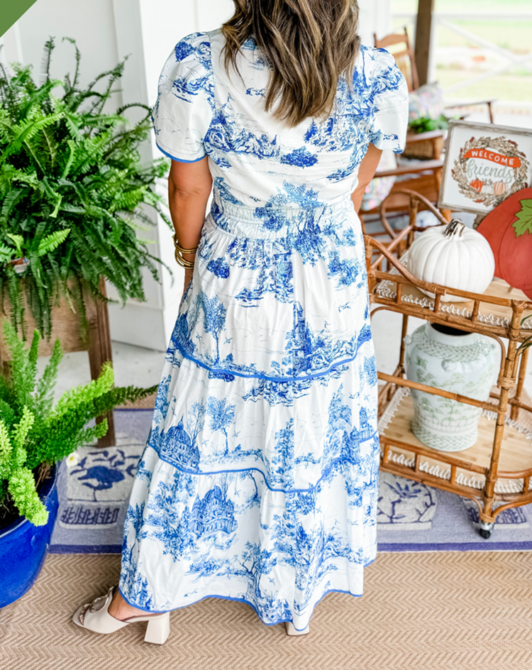 Plus Size Classic Toile Maxi Dress for Women