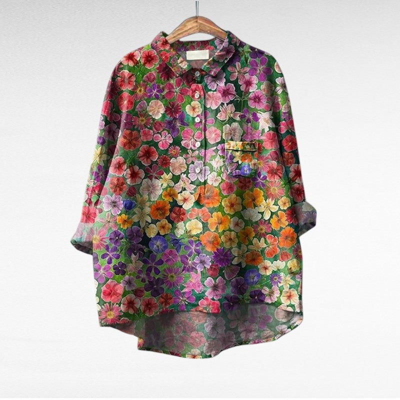 Multicolor Long Sleeve Blouse for Women, Classic Style