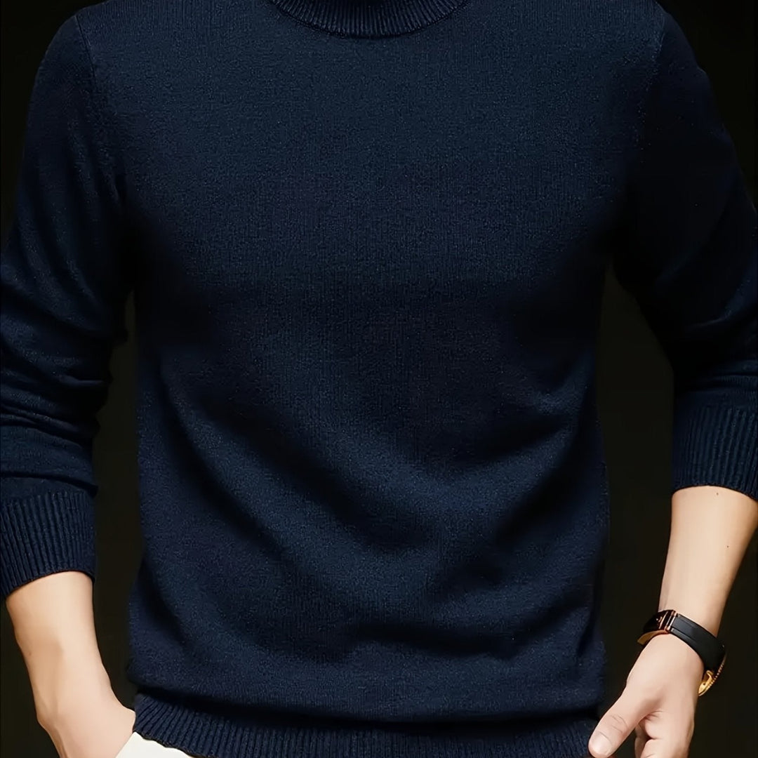 Mock Neck Knit Sweater for Men, Plus Size