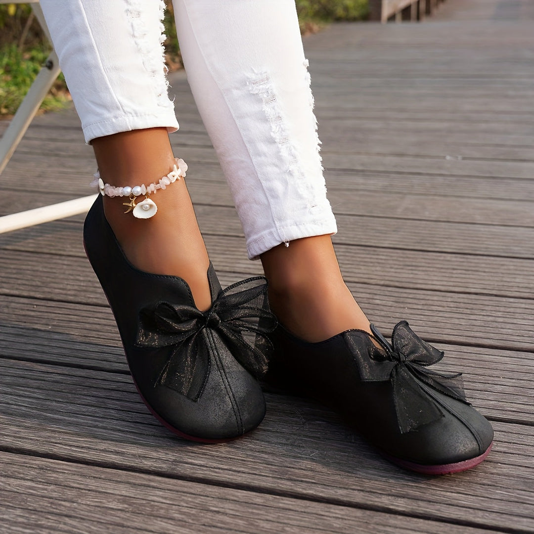 Bow-Accent Slip-On Flats for Women