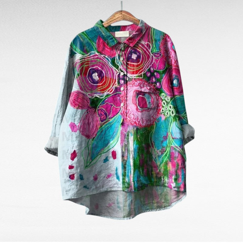 Multicolor Long Sleeve Blouse for Women, Classic Style
